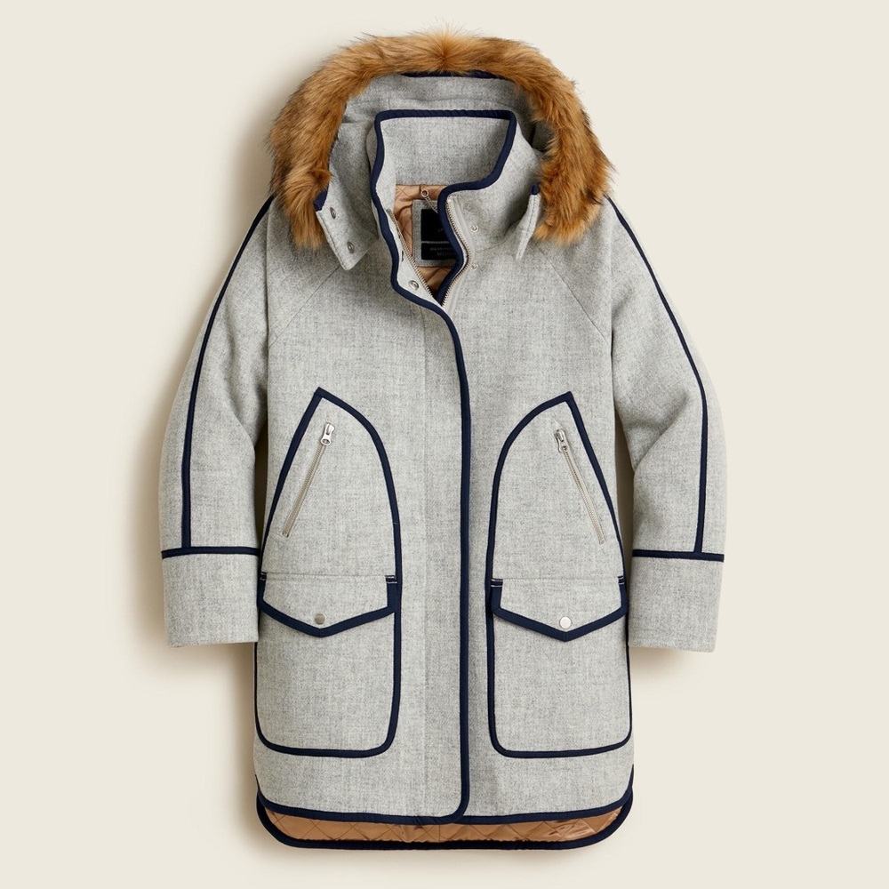 NWT J.Crew Summit parka in Italian stadium-cloth wool